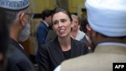 New Zealand Prime Minister Jacinda Ardern meets with Muslim community leaders after the Parliament session in Wellington, March 19, 2019. 