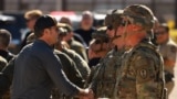 U.S. Defense Secretary Pete Hegseth meets with military personnel as he visits the border area in Sunland Park, New Mexico, Feb. 3, 2025. 