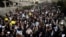 Iranian worshipers chant slogans during a rally against anti-government protesters after Friday prayers in Tehran, Iran, Jan. 5, 2018. 