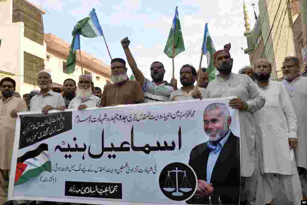 اعتراض به کشته شدن اسماعیل هنیه، مقام ارشد گروه حماس، در شهر حیدرآباد در پاکستان