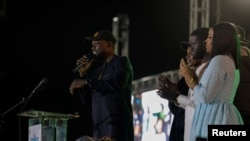 FILE — Senegalese opposition leader Ousmane Sonko speaks to supporters during a rally for his hand-picked presidential candidate Bassirou Diomaye Faye, in Mbour, on March 22, 2024.