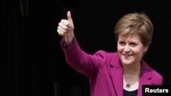 Scotland's First Minister Nicola Sturgeon arrives at Bute House, in Edinburgh, Scotland, Britain, May 9, 2021. 