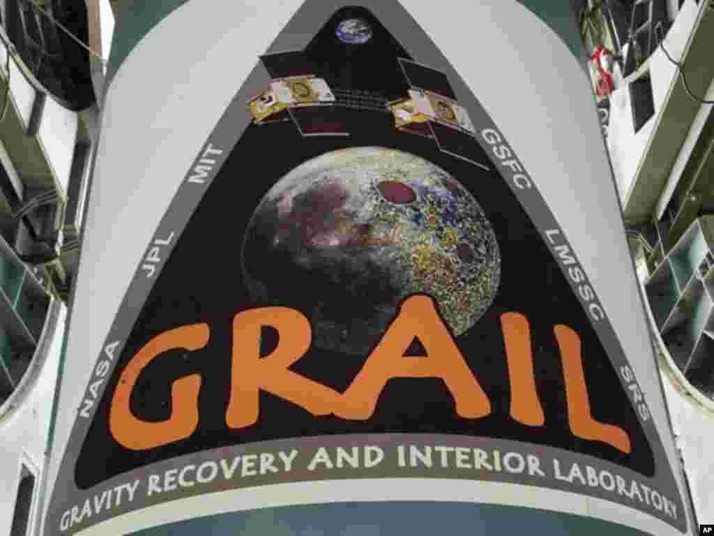 GRAIL spacecraft logo emblazoned on the first stage of a United Launch Alliance Delta II launch vehicle. (NASA)