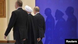 İlham Əliyev, Həsən Ruhani və Vladimir Putin