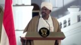 Sudan's President Omar al-Bashir speaks at the Presidential Palace, Feb. 22, 2019, in Khartoum, Sudan