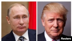 Une combinaison de photos montrant les présidents américain Donald Trump, à droite, et russe Vladimir Poutine.