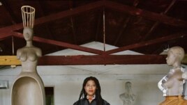 In this 2020 photo provided by Boston's Institute of Contemporary Art, artist Simone Leigh poses for a photo at Stratton Sculpture Studios. (Photo by Shaniqwa Jarvis - Courtesy of Simone Leigh and Hauser & Wirth)