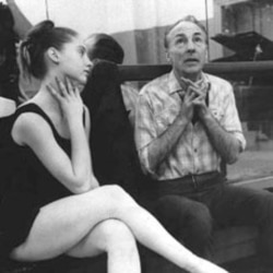 Suzanne Farrell listens to choreographer George Balanchine during a 1963 rehearsal in New York