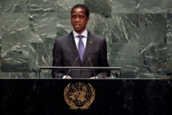 Zambia's President Edgar Chagwa Lungu addresses the 74th session of the United Nations General Assembly, Sept. 25, 2019.