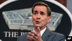 Pentagon spokesman John Kirby speaks during a briefing at the Pentagon in Washington, Nov. 1, 2021.