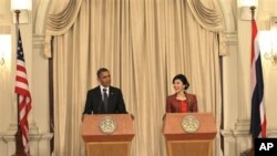 Obama ve Tayland Başbakanı Yingluck Shinawatra ortak basın toplantısında