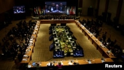 General view of the Mercosur trade bloc annual summit in Luque, Paraguay, June 18, 2018. 