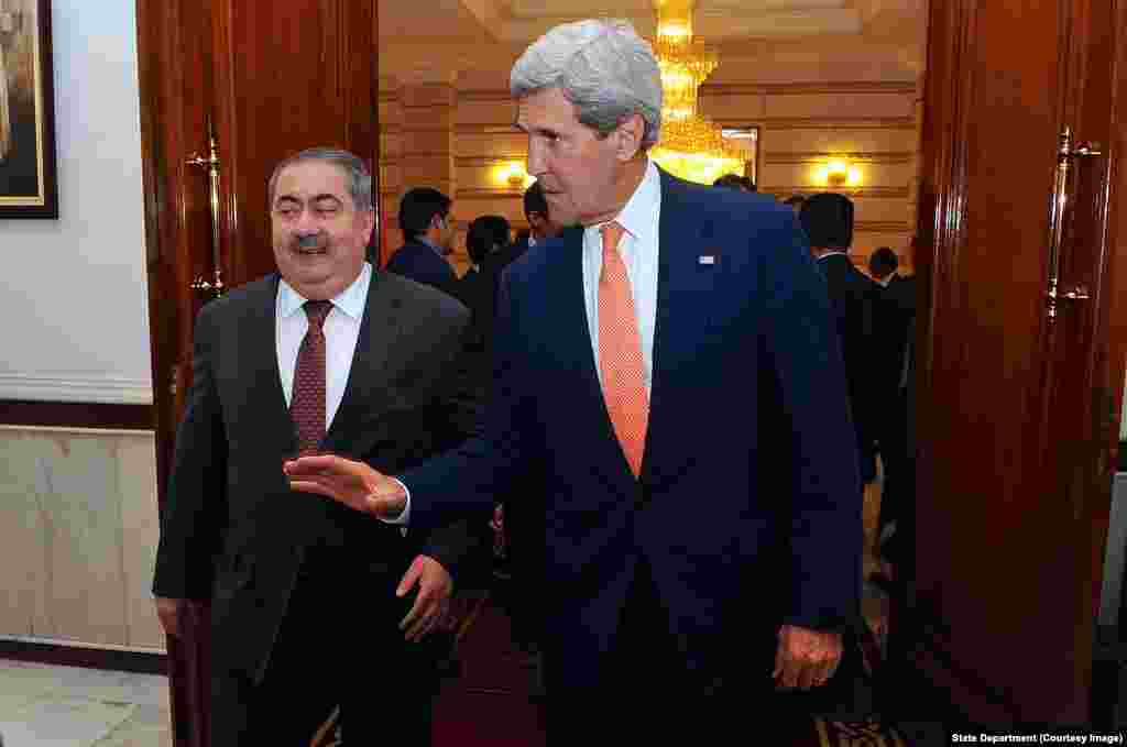 Iraqi Foreign Minister Escorts Secretary Kerry to Meeting With Prime Minister al-Maliki.