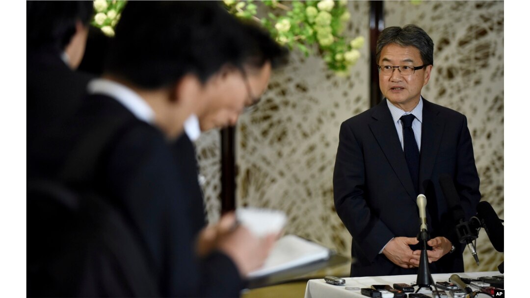 U.S. special representative for North Korea policy Joseph Yun answers questions from reporters, April 25, 2017, in Tokyo.