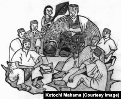 A Safaliba Chief with the elders of his court - Illustration by Kotochi Mahama for Safaliba Literacy Texts