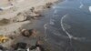 Trabajadores limpian un derrame de petróleo en la playa Cavero en Ventanilla, Callao, Perú, el lunes 17 de enero de 2022. 