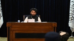 Juru bicara Taliban Zabihullah Mujahid mengumumkan pemerintahan baru Afghanistan di bawah Taliban di Kabul (7/9).