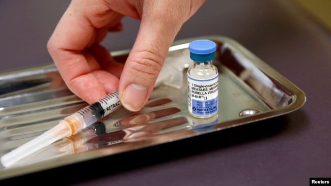 美国华盛顿州西雅图市的国际社区卫生服务诊展示麻疹，腮腺炎和风疹病毒（MMR）疫苗。