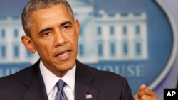 President Barack Obama speaks about lack of action in Congress, Aug. 1, 2014, in the Brady Press Briefing Room of the White House in Washington. 