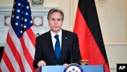 Secretary of State Antony Blinken speaks during a news conference at the State Department in Washington, Jan. 5, 2022.