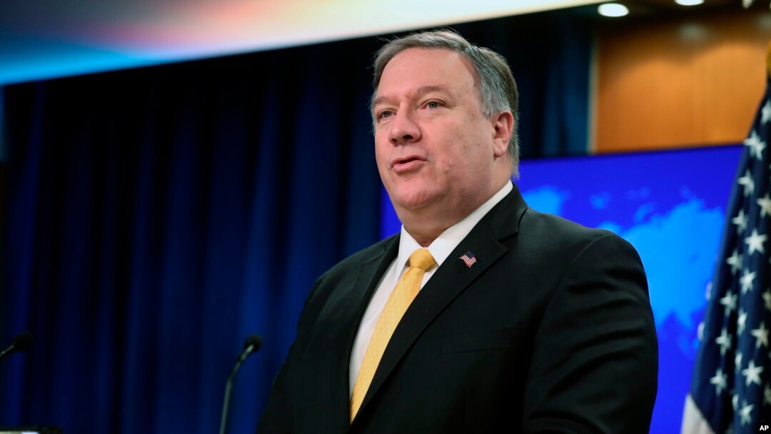 Secretary of State Mike Pompeo speaks at a news conference at the State Department in Washington, Friday, Feb. 1, 2019, in Washington.