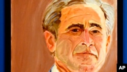 在乔治.W.布什总统图书馆展出的布什总统的自画像