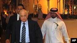 Arab League Secretary General Nabil al-Arabi arrives at a meeting of the Committee of Arab Coordination in Doha, December 3, 2011.