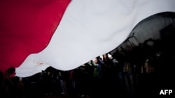 Người biểu tình vẫy cờ Ai Cập tại Quảng trường Tahrir, trong thủ đô Cairo