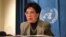The director-general of the World Health Organization WHO , Margaret Chan , speaks during a news conference in Geneva, October 20, 2015. 