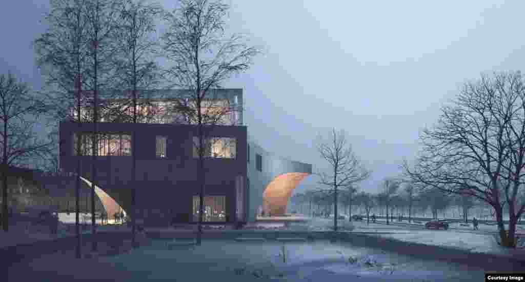 Artist rendition of the new main library at Temple University in Philadelphia, PA. (Credit: Snøhetta/Stantec Architects)