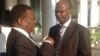 Justice Minister Emmerson Mnangagwa and Information Minister Jonathan Moyo. (Photo/Zanu-PF Live Facebook Page)