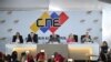 Rectores del Consejo Nacional Electoral (CNE) de Venezuela en conferencia de prensa. 