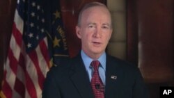 Indiana Governor Mitch Daniels delivers the Republican response to President Obama's State of the Union speech, Jan 24, 2012