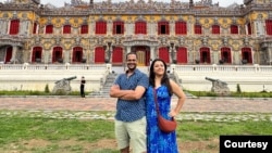 Kumkum Sharma and her husband, Vinayak Gawankar, in Hue city, Vietnam.  They are among millions of Indians turning to Asian countries for vacations. (Courtesy Kumkum Sharma)