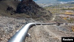 FILE - A section of a natural gas pipeline is seen near Agarak, Armenia.