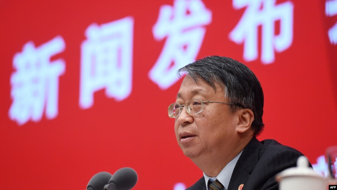 Shen Chunyao, director of the Hong Kong, Macau and Basic Law Commission, speaks at a press conference in Beijing, China, Nov. 1, 2019. 