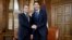 Canada's Prime Minister Justin Trudeau shakes hands with French President Emmanuel Macron during a meeting in Trudeau's office on Parliament Hill in Ottawa, Ontario, Canada, June 6, 2018.
