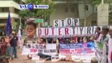 VOA60 Duniya: Mutane Da Dama Sun Yi Zanga Zanga Nuna Kin Amincewarsu Da Ziyarar Shugaba Duterte A Hong Kong