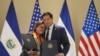 U.S. Secretary of State Marco Rubio, right, and El Salvador's Foreign Minister Alexandra Hill Tinoco pose for a photo after signing a memorandum of understanding in San Salvador, El Salvador, Feb. 3, 2025.