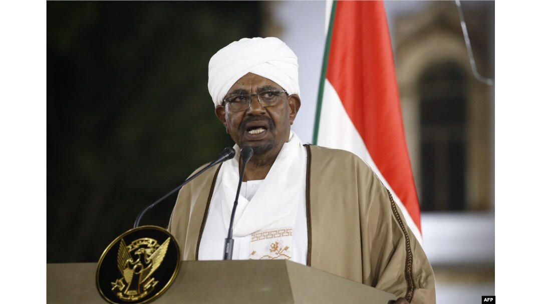 Sudanese President Omar al-Bashir delivers a speech to the nation, Feb. 22, 2019, at the presidential palace in the capital Khartoum.