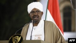 Sudanese President Omar al-Bashir delivers a speech to the nation, Feb. 22, 2019, at the presidential palace in the capital Khartoum.