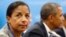 FILE - U.S. National Security Advisor Susan Rice is seen with President Barack Obama in the background.