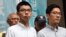 香港前雨伞运动学生领袖黄之锋(左)和罗冠聪(美国之音汤惠芸拍摄)