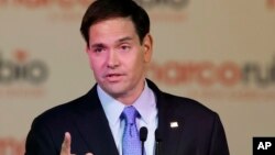 Senator Marco Rubio, a Florida Republican, announces his candidacy in Miami, April 13, 2015. 