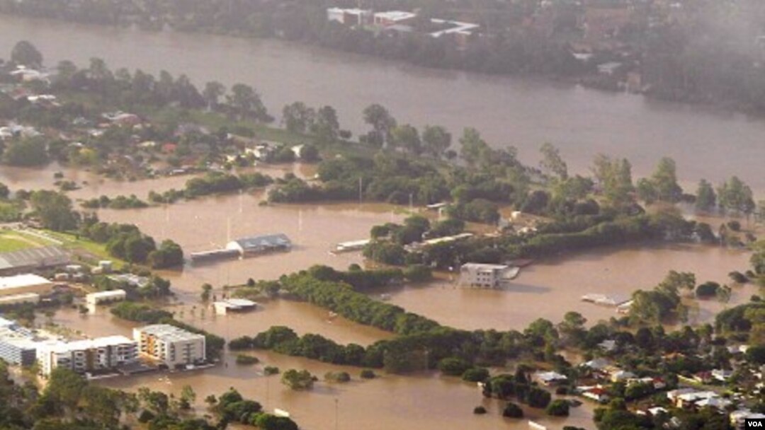 Banjir akibat meluapnya sungai Brisbane di Queenlsand beberapa minggu lalu.