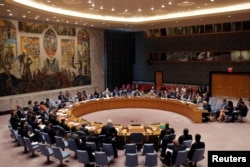 FILE - The United Nations Security Council holds a high level meeting on Syria at the United Nations in Manhattan, New York, U.S.
