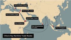 Key Chinese shipping routes along the country’s new maritime “silk road.”