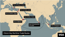 Key Chinese shipping routes along the country’s new maritime 'silk road.' 