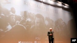 FILE - Director Clint Eastwood speaks at the screening of "Richard Jewell" at Camp Pendleton in California, Dec. 7, 2019. 