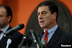 Mexican Ambassador to the United States Geronimo Gutierrez Fernandez speaks at a news conference at the Mexican Embassy in Washington, March 9, 2017.